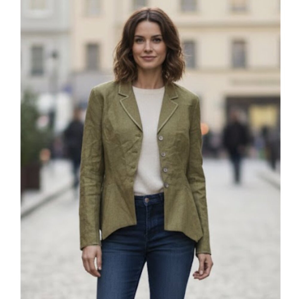 VINTAGE KENZO Linen Blend Lightweight Point Hem Blazer Academia Avant Garde
